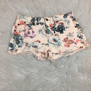 Free People Floral Distressed Denim Shorts sz 29